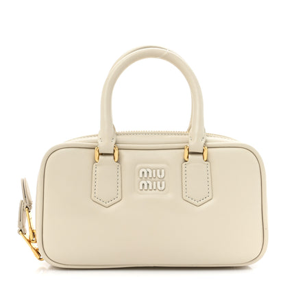 Miu Miu Calfskin Mini Arcadie Top Handle Bag Chalk White 1 of 11