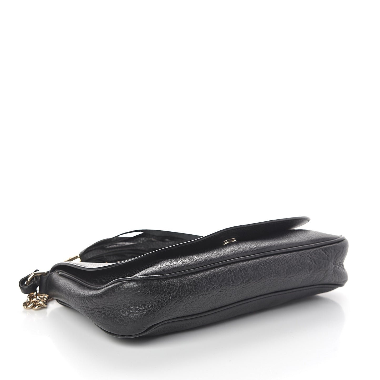 Pebbled Calfskin Medium Soho Flap Crossbody Black