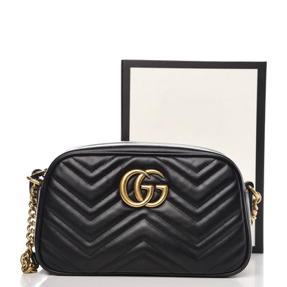 Gucci Calfskin Matelasse Small GG Marmont Chain Shoulder Bag Black 8 of 8