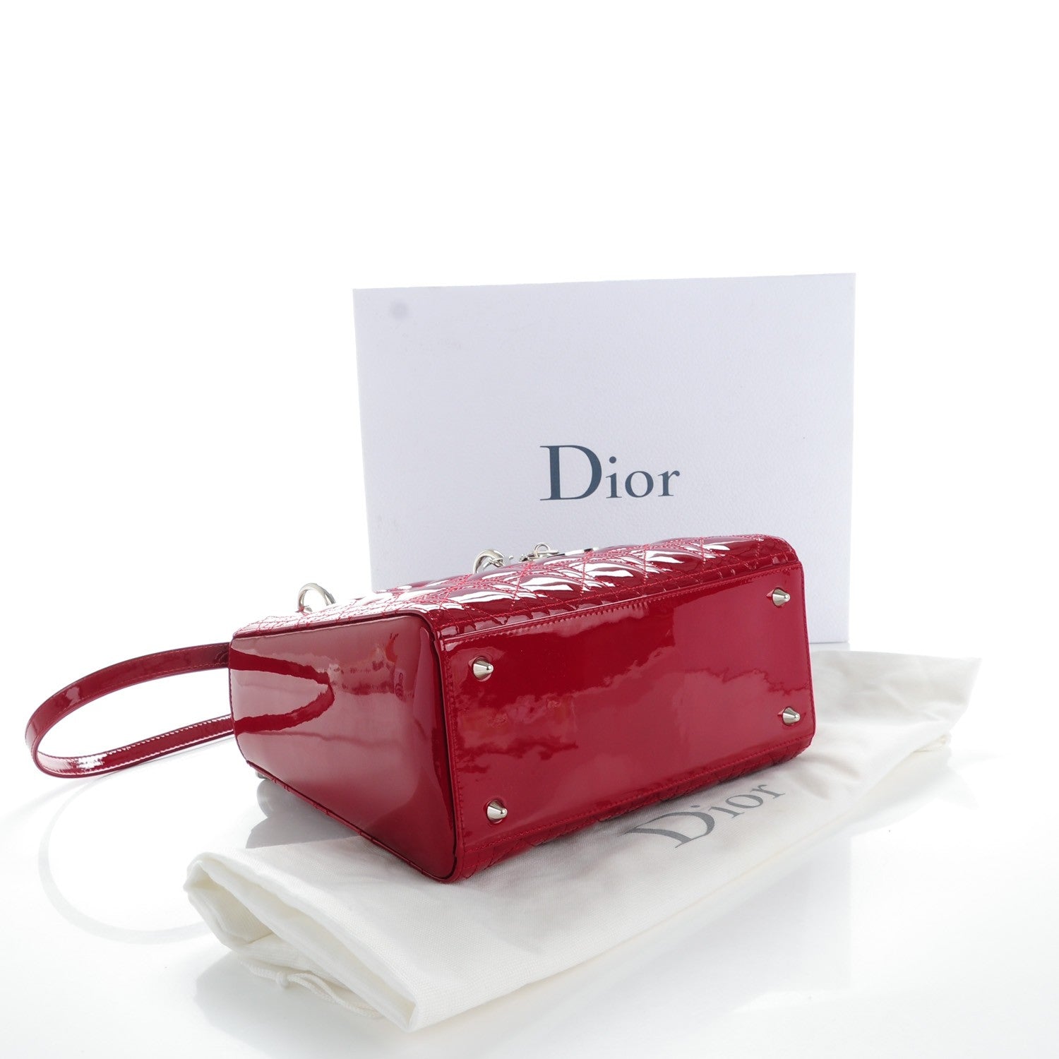 Christian Dior Patent Cannage Medium Lady Dior Red 4 of 8