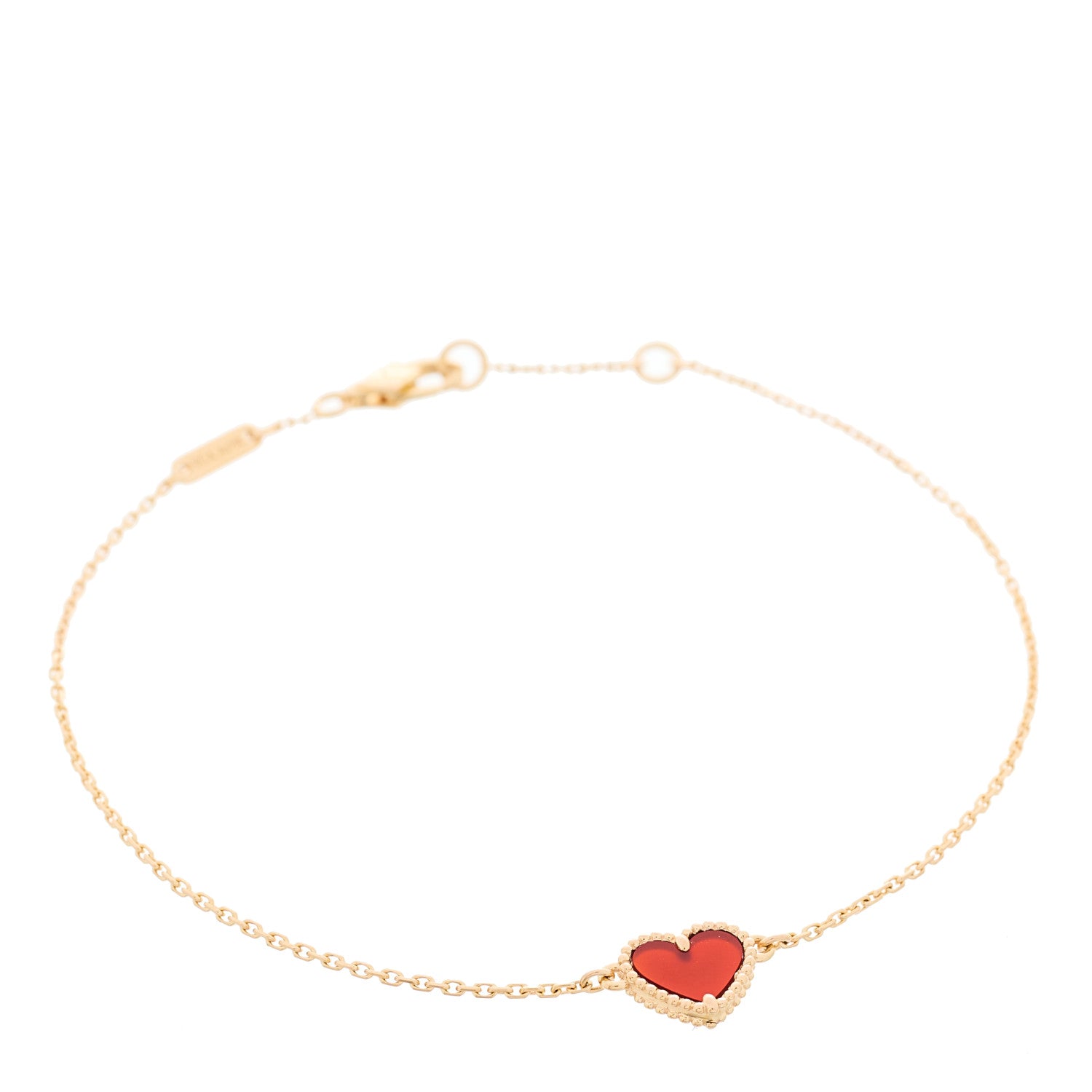 Van Cleef & Arpels 18K Rose Gold Carnelian Sweet Alhambra Heart Bracelet 1 of 4