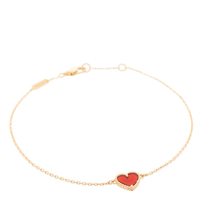 Van Cleef & Arpels 18K Rose Gold Carnelian Sweet Alhambra Heart Bracelet 1 of 4
