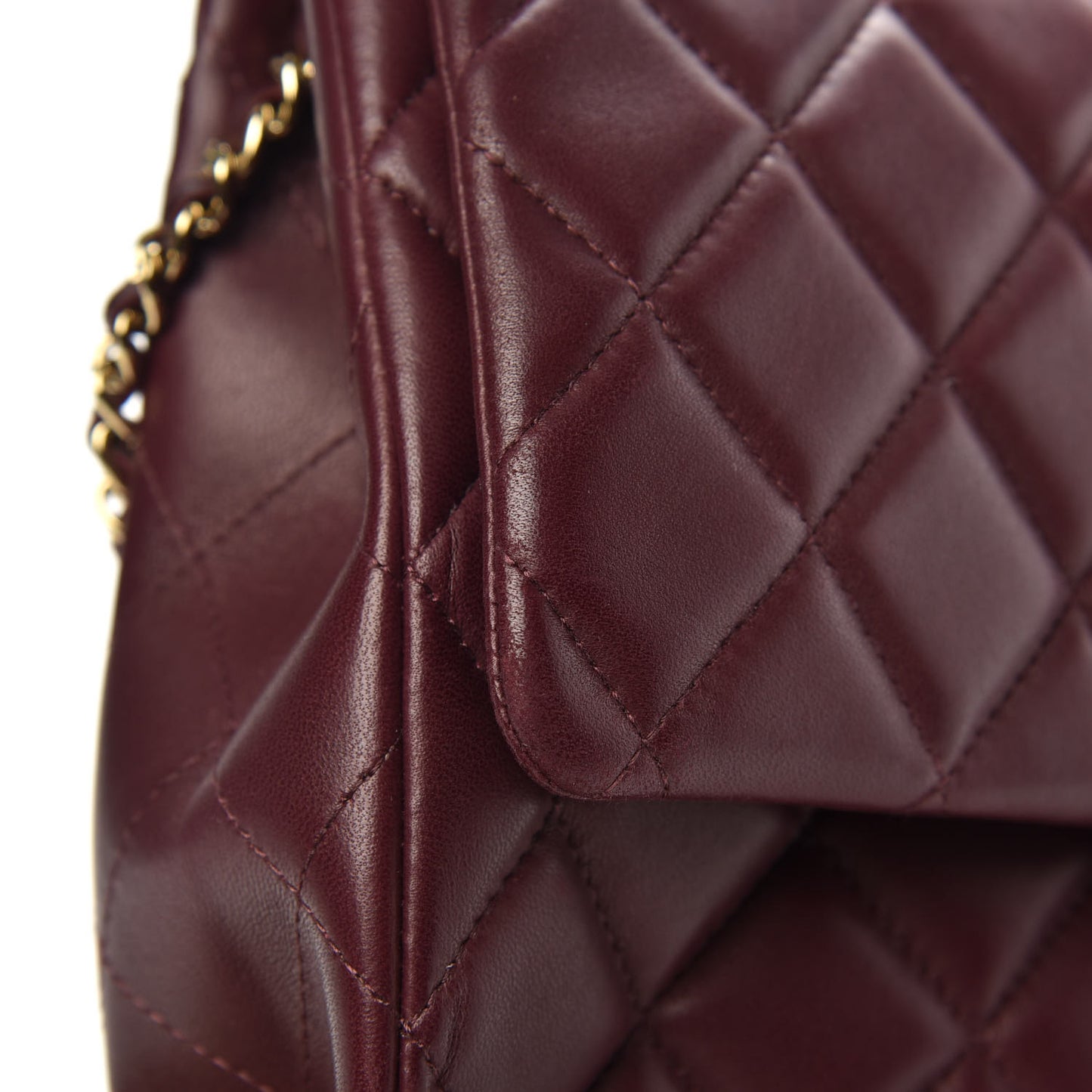 Lambskin Quilted Clutch With Chain Flap Bordeaux