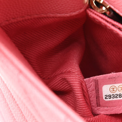 Chanel Caviar Chevron Quilted Mini Coco Handle Flap Pink 9 of 10