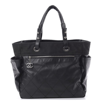 Chanel Coated Canvas Quilted Large Paris Biarritz Tote Black 1 of 11