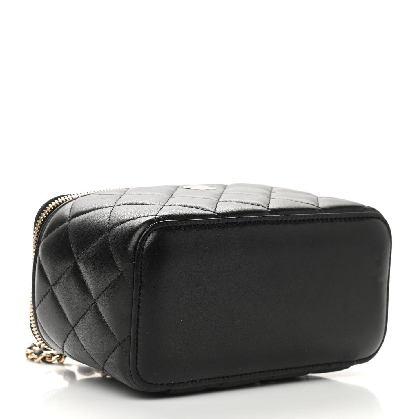 Lambskin Quilted Small Vanity Case With Chain Black