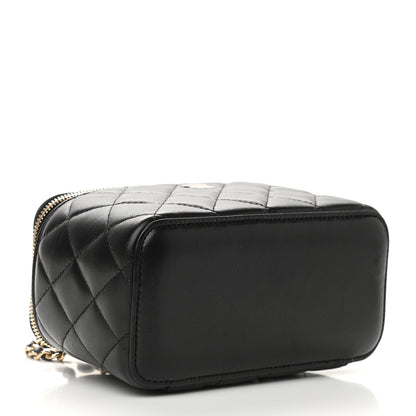 Chanel Lambskin Quilted Small Vanity Case With Chain Black 4 of 9