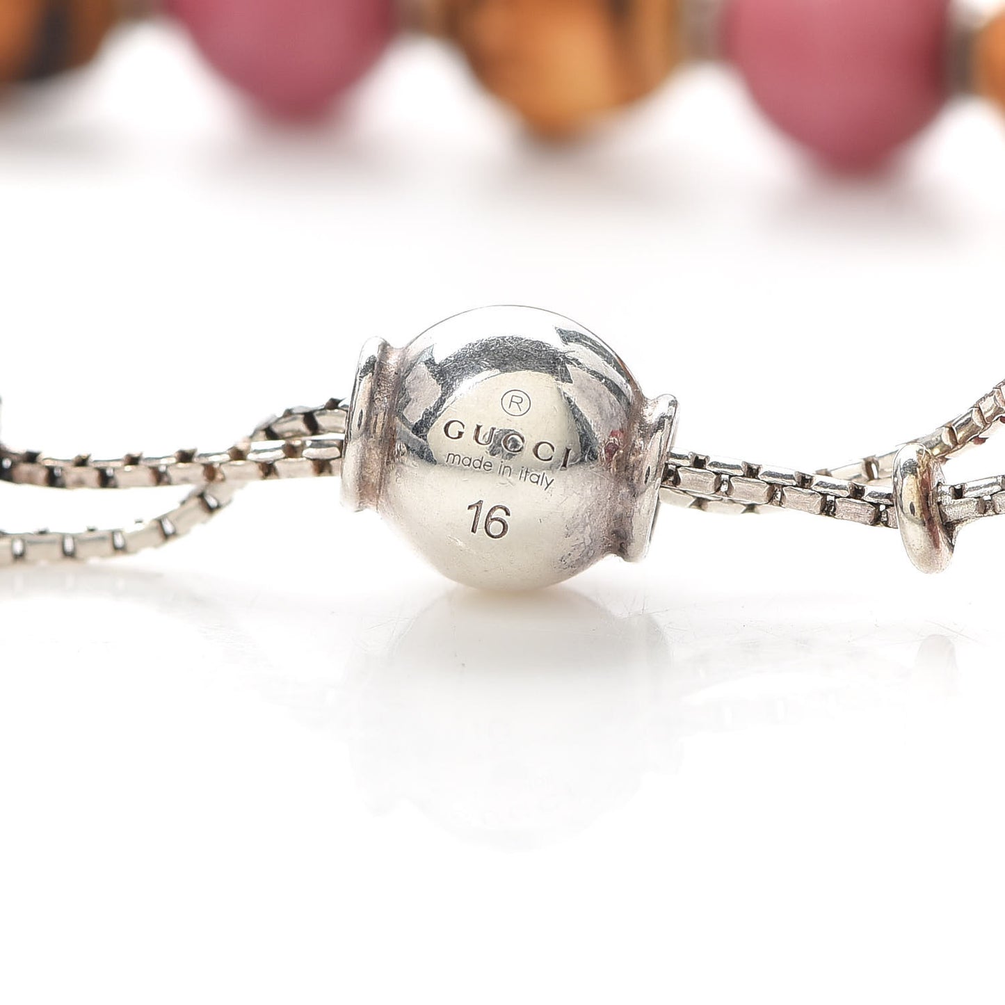 Sterling Silver Bamboo Pink Rodonite Beaded Bracelet
