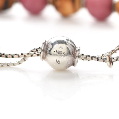Gucci Sterling Silver Bamboo Pink Rodonite Beaded Bracelet 4 of 4