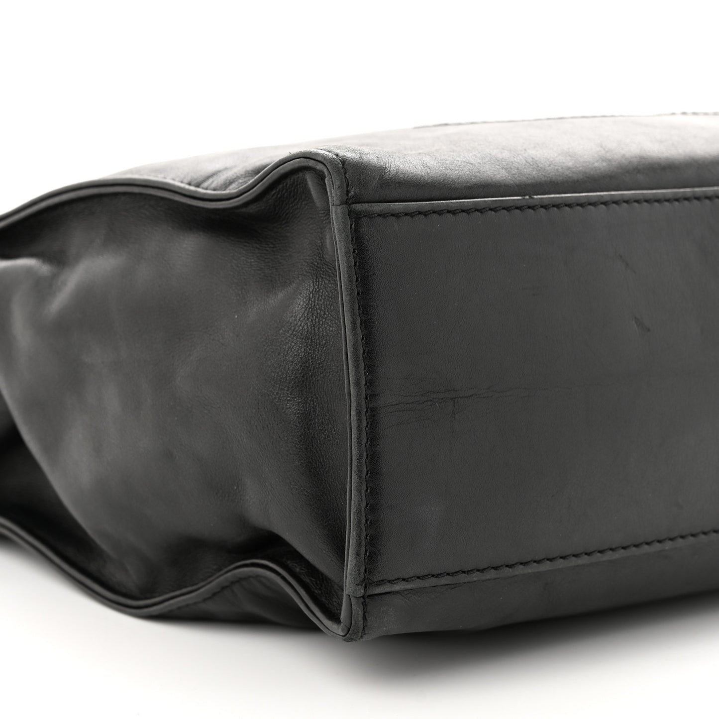 Lambskin CC Stitched Logo Tote Black