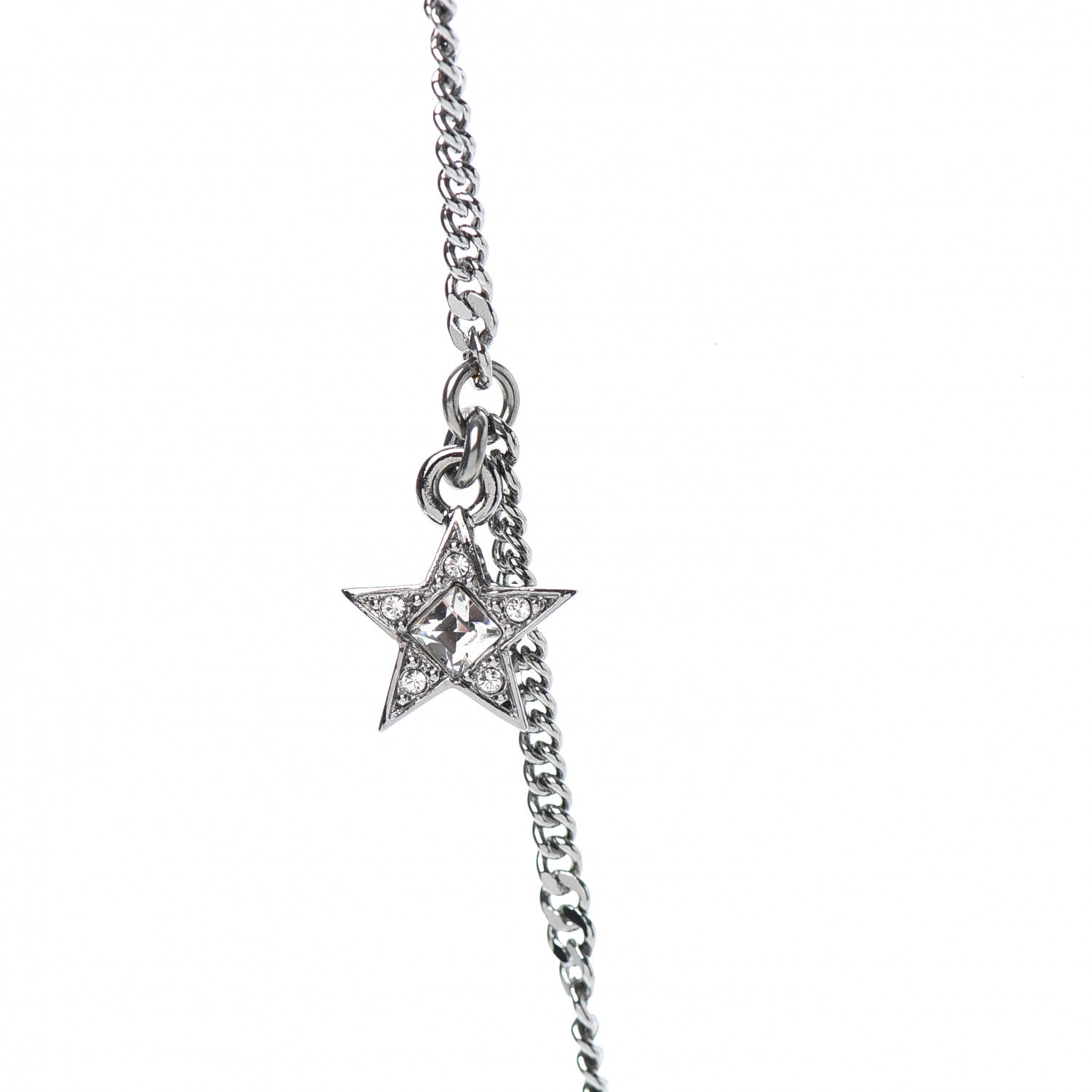 Chanel Crystal Pearl Star CC Necklace Silver 4 of 7