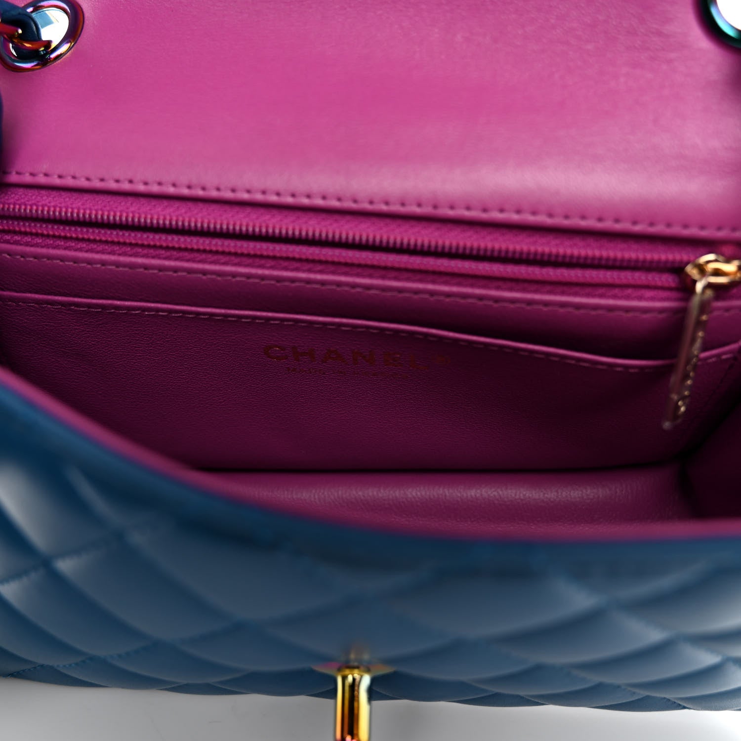 Chanel Lambskin Quilted Mini Rectangular Flap Blue Purple 6 of 10