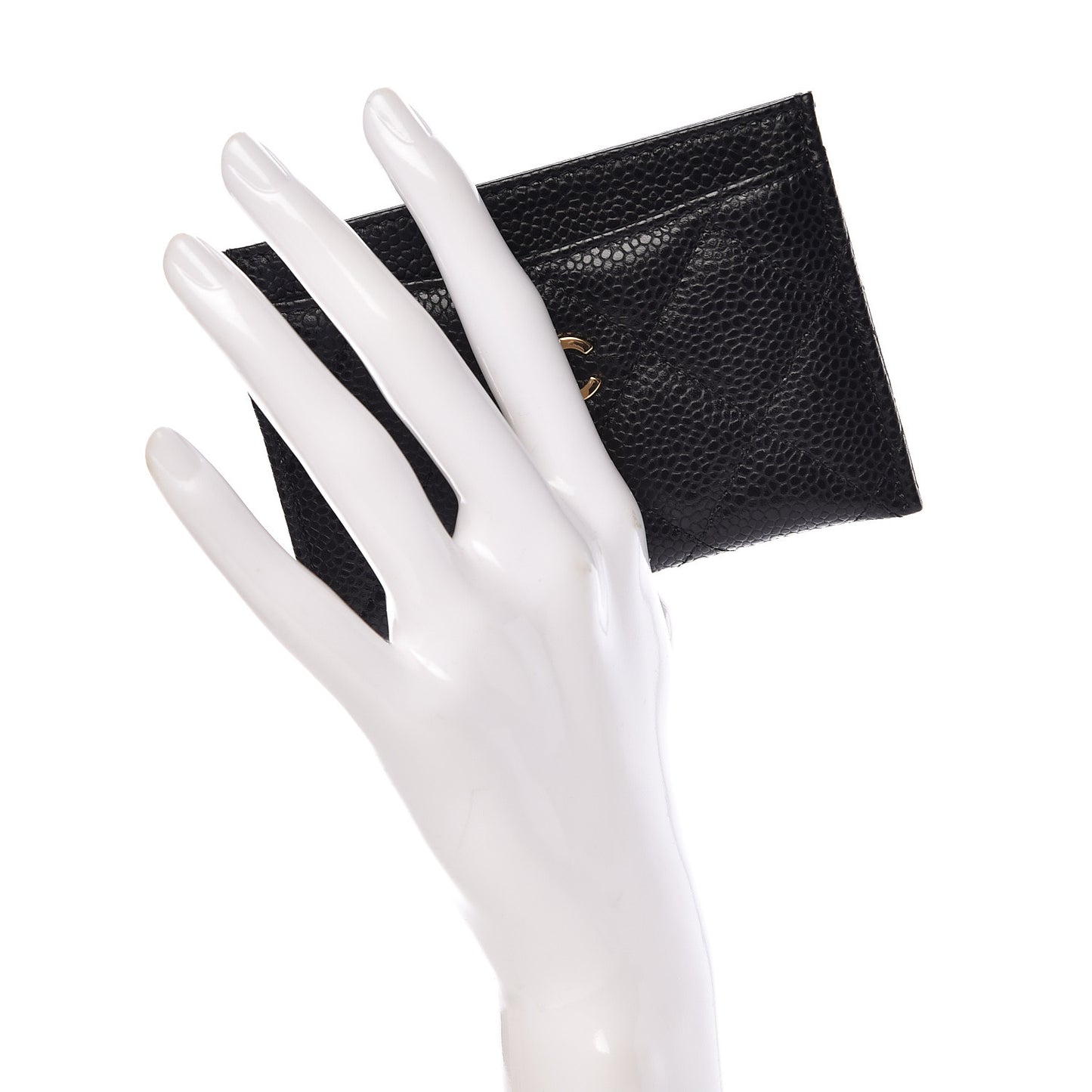 Caviar Quilted Card Holder Black