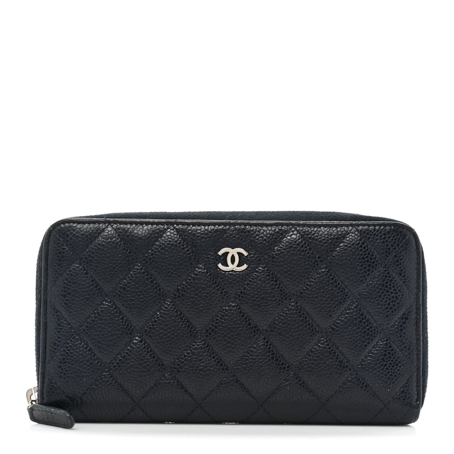 Caviar Quilted Large Gusset Zip Around Wallet Navy