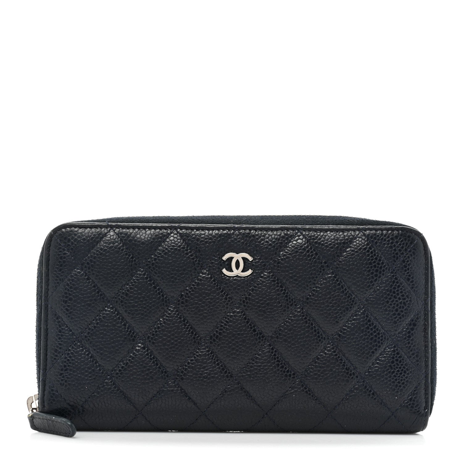 Chanel Caviar Quilted Large Gusset Zip Around Wallet Navy 1 of 22