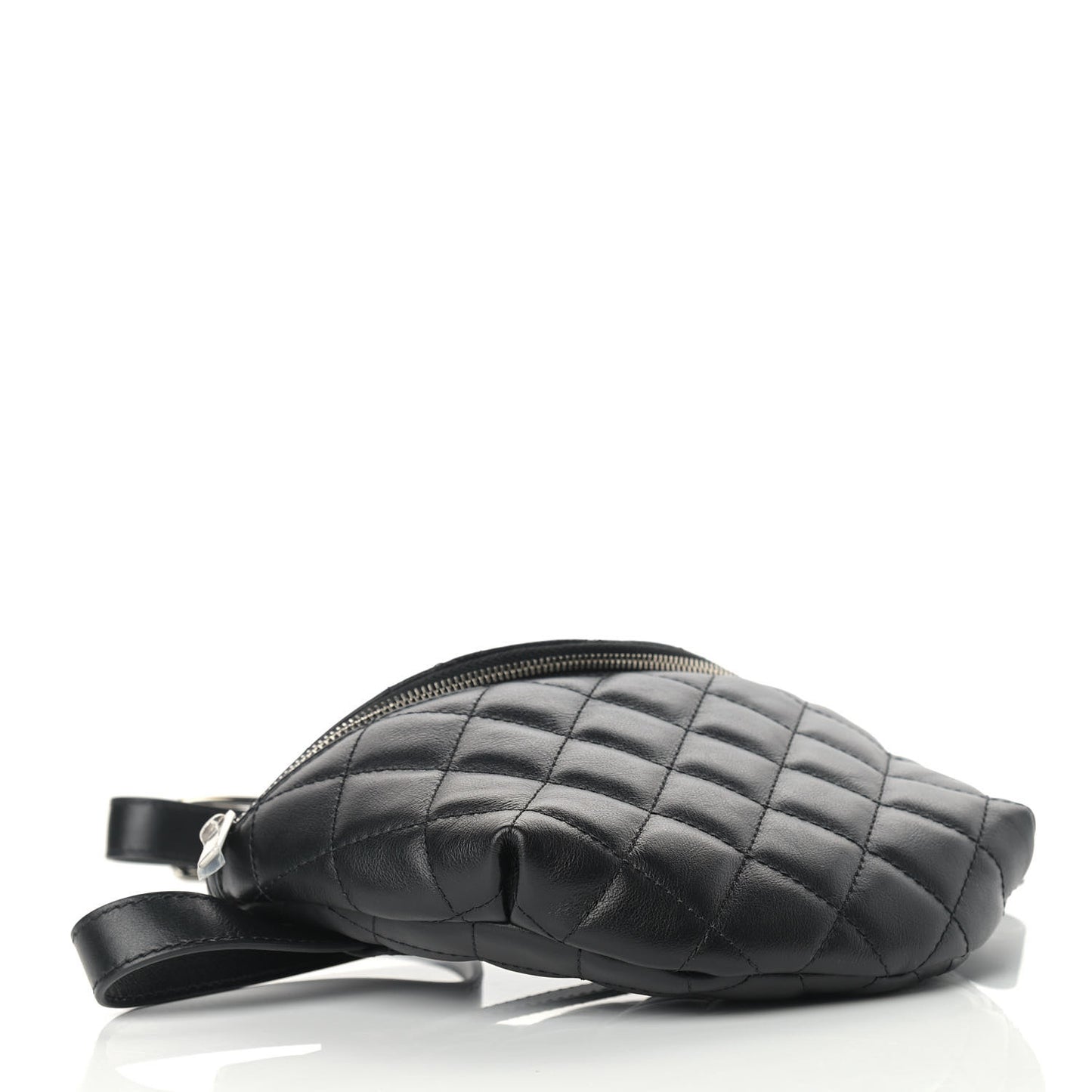 Lambskin Quilted Waist Belt Bag Black