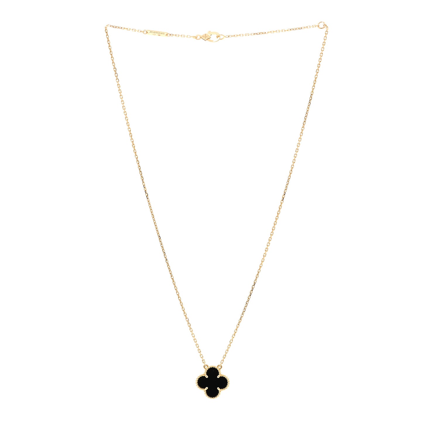 VAN CLEEF &amp; ARPELS 18K Yellow Gold Black Onyx Vintage Alhambra Pendant Necklace