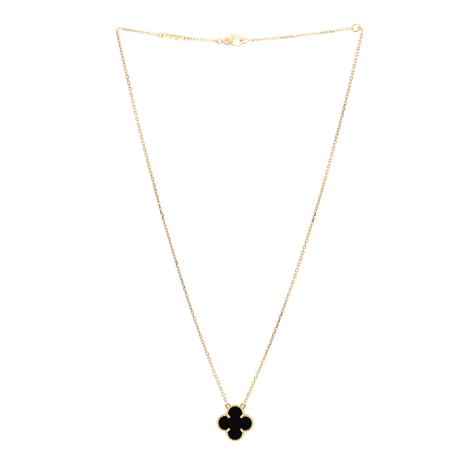Van Cleef & Arpels VAN CLEEF &amp; ARPELS 18K Yellow Gold Black Onyx Vintage Alhambra Pendant Necklace 3 of 6