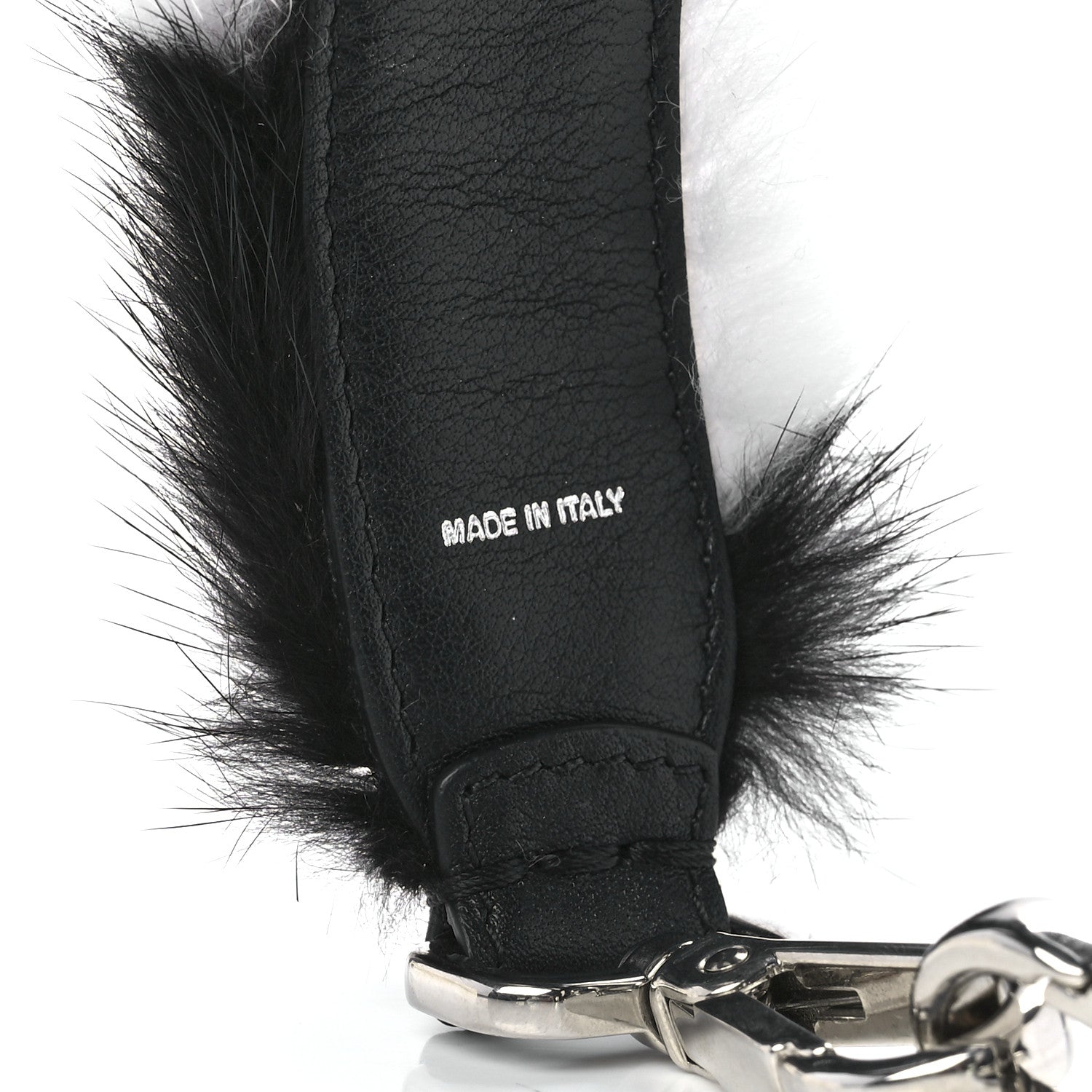 Fendi Mink Fur Vitello Dolce Pequin Mini Strap You Black White 3 of 5