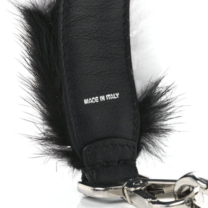 Fendi Mink Fur Vitello Dolce Pequin Mini Strap You Black White 3 of 5