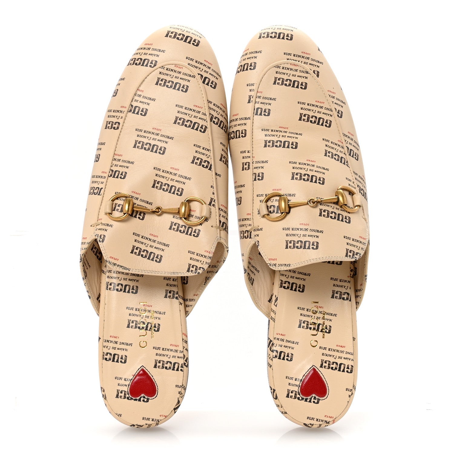 Gucci Calfskin Stamp Print Womens Princetown Slippers 40 Soy Black 2 of 9