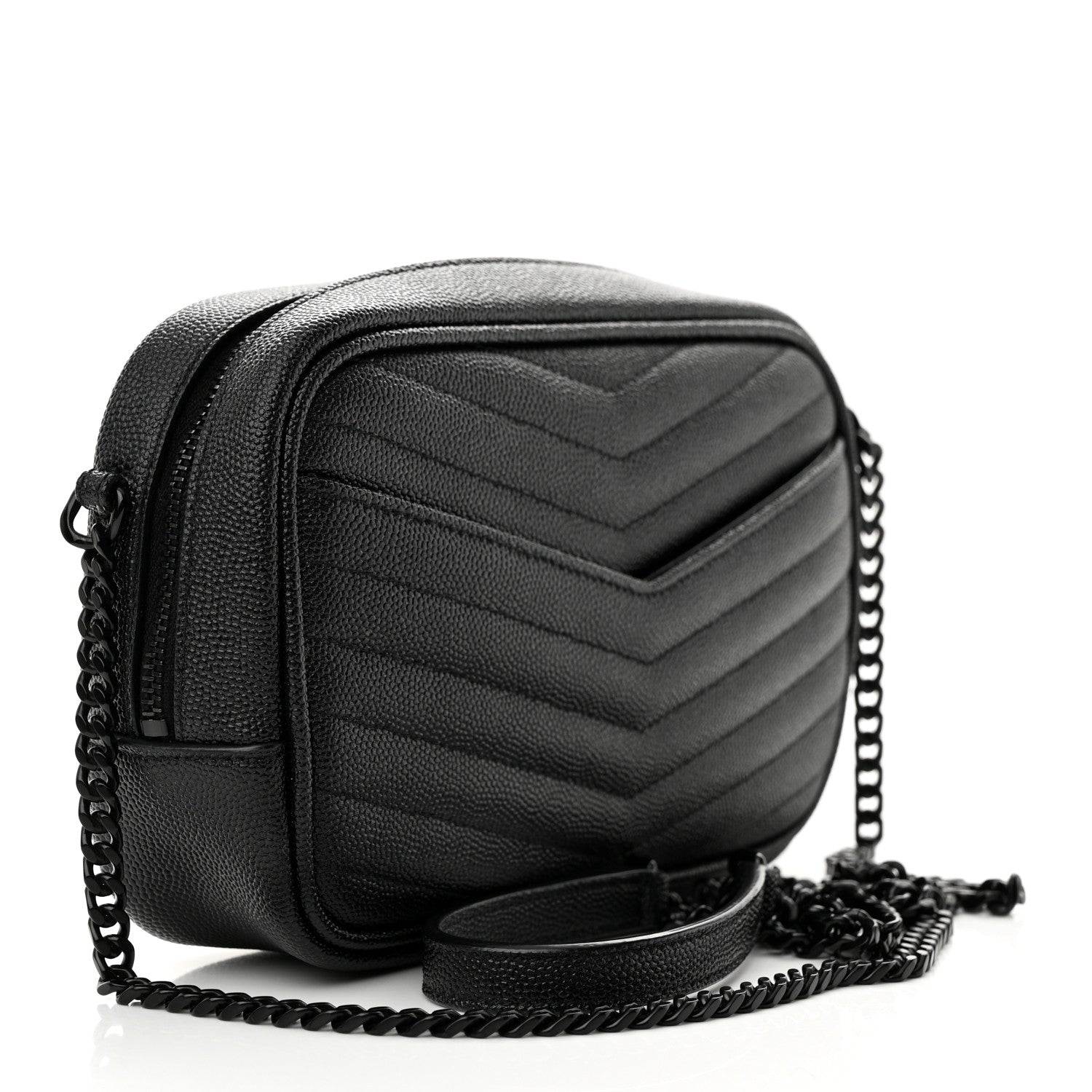 Saint Laurent Grain De Poudre Matelasse Monochrome Monogram Mini Lou Camera Bag Black 3 of 11