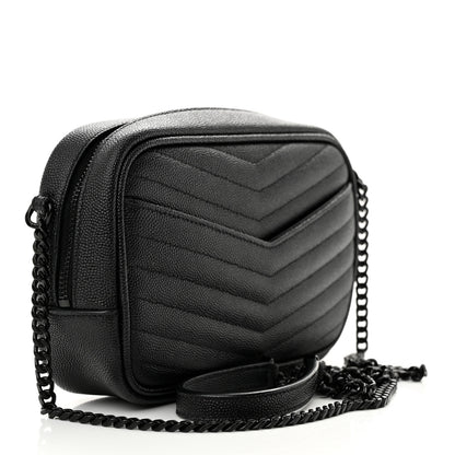Saint Laurent Grain De Poudre Matelasse Monochrome Monogram Mini Lou Camera Bag Black 3 of 11