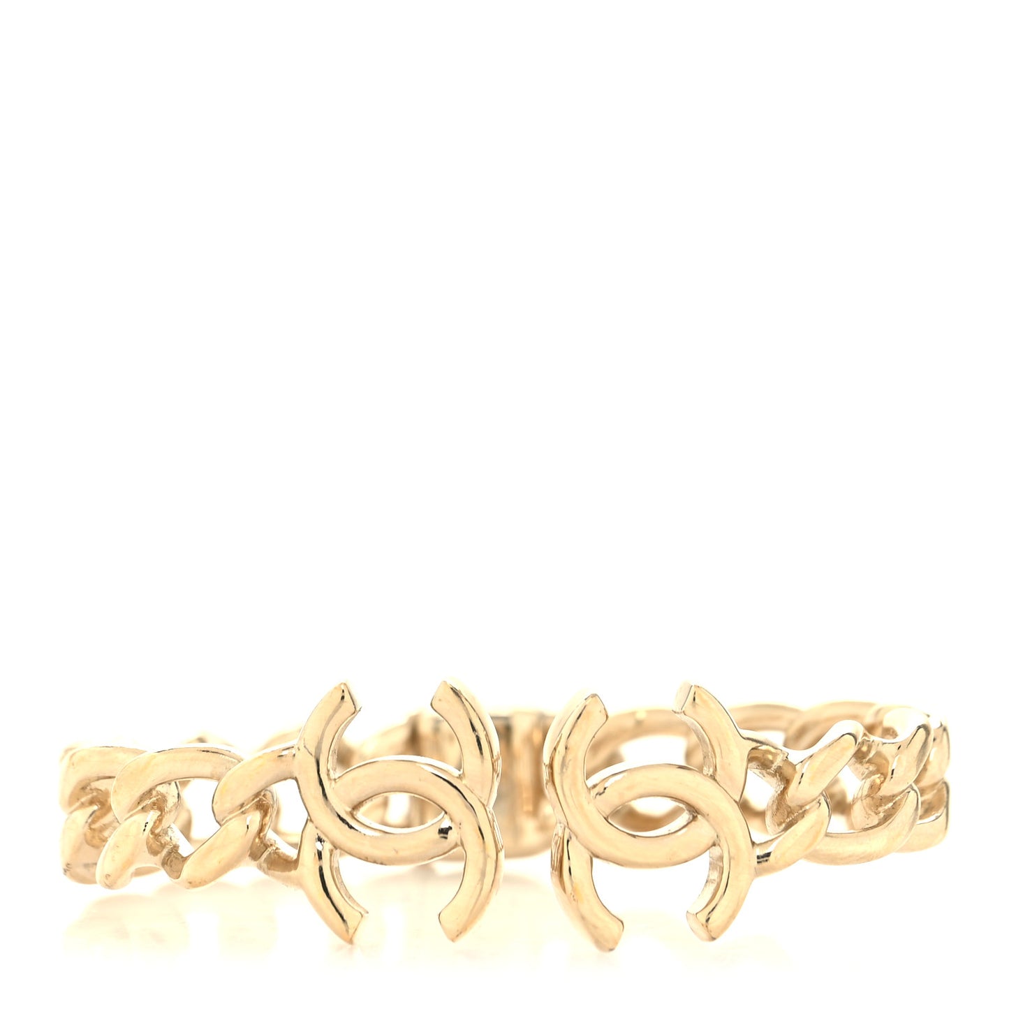 Metal CC Chain Link Cuff Bracelet Gold