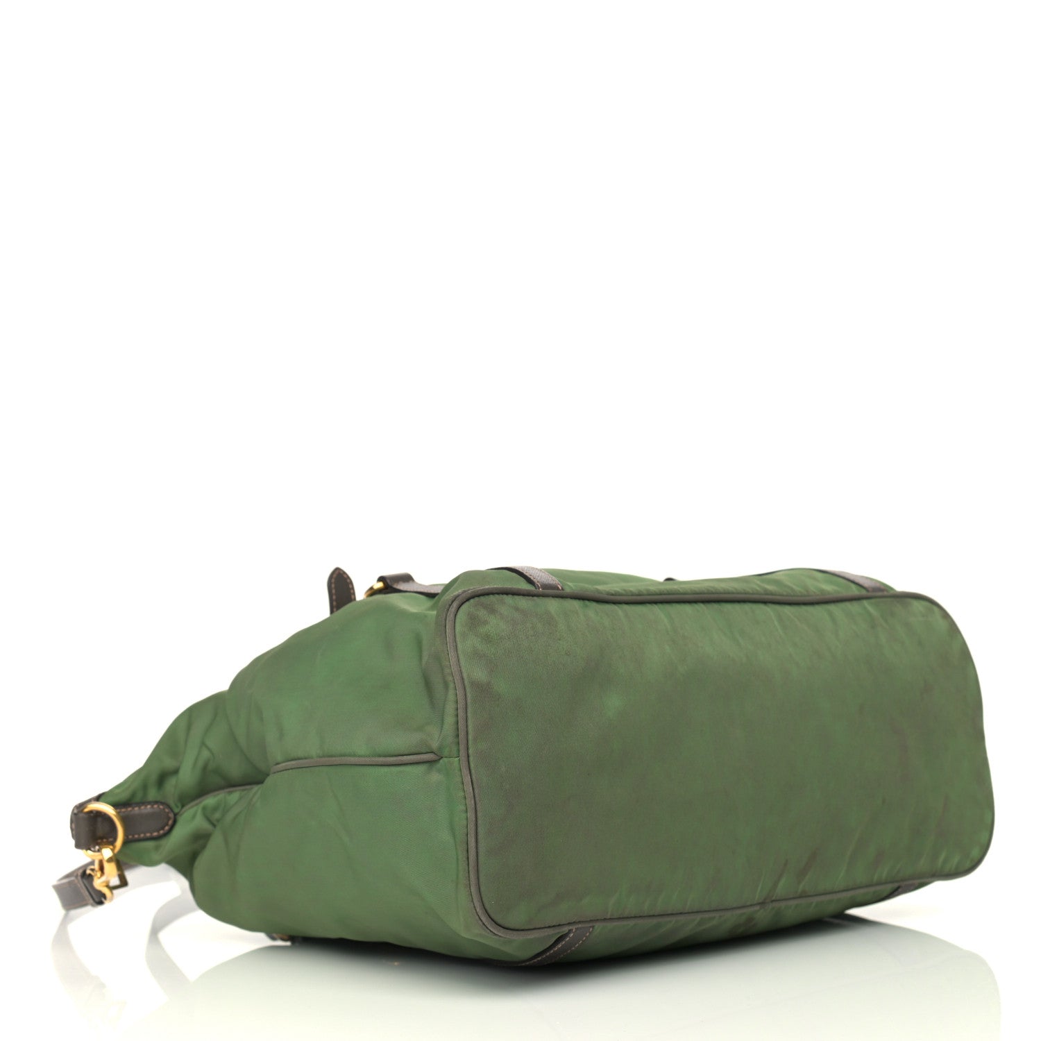 Prada Saffiano Tessuto Nylon Shopping Tote Green Brown 4 of 24