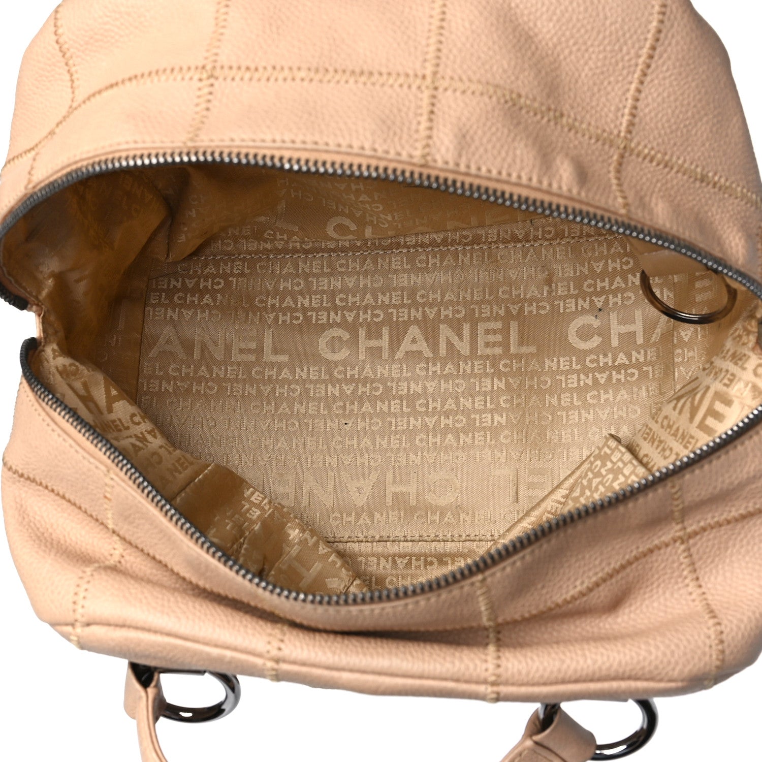 Chanel Caviar Square Stitched Bowler Beige 5 of 12