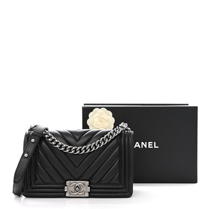 Chanel Lambskin Chevron Quilted Medium Boy Flap Black 14 of 14