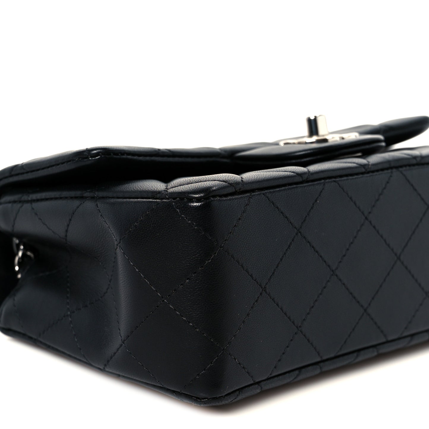 Lambskin Quilted Mini Rectangular Flap Black