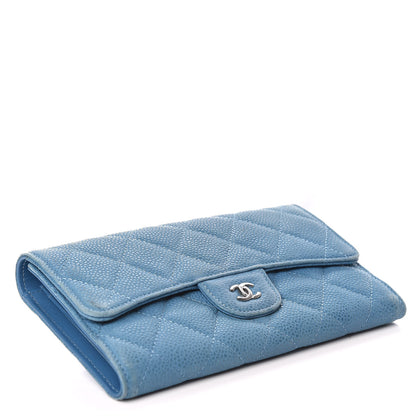 Chanel Iridescent Caviar Quilted Large Flap Wallet Blue 4 of 12
