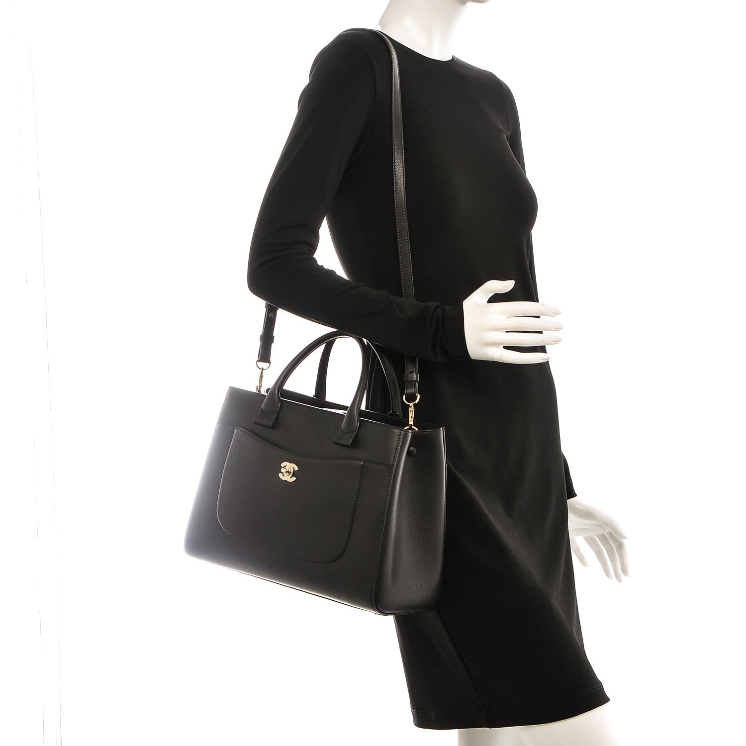 Chanel Grained Calfskin Small Neo Executive Shopper Tote Black 2 of 7