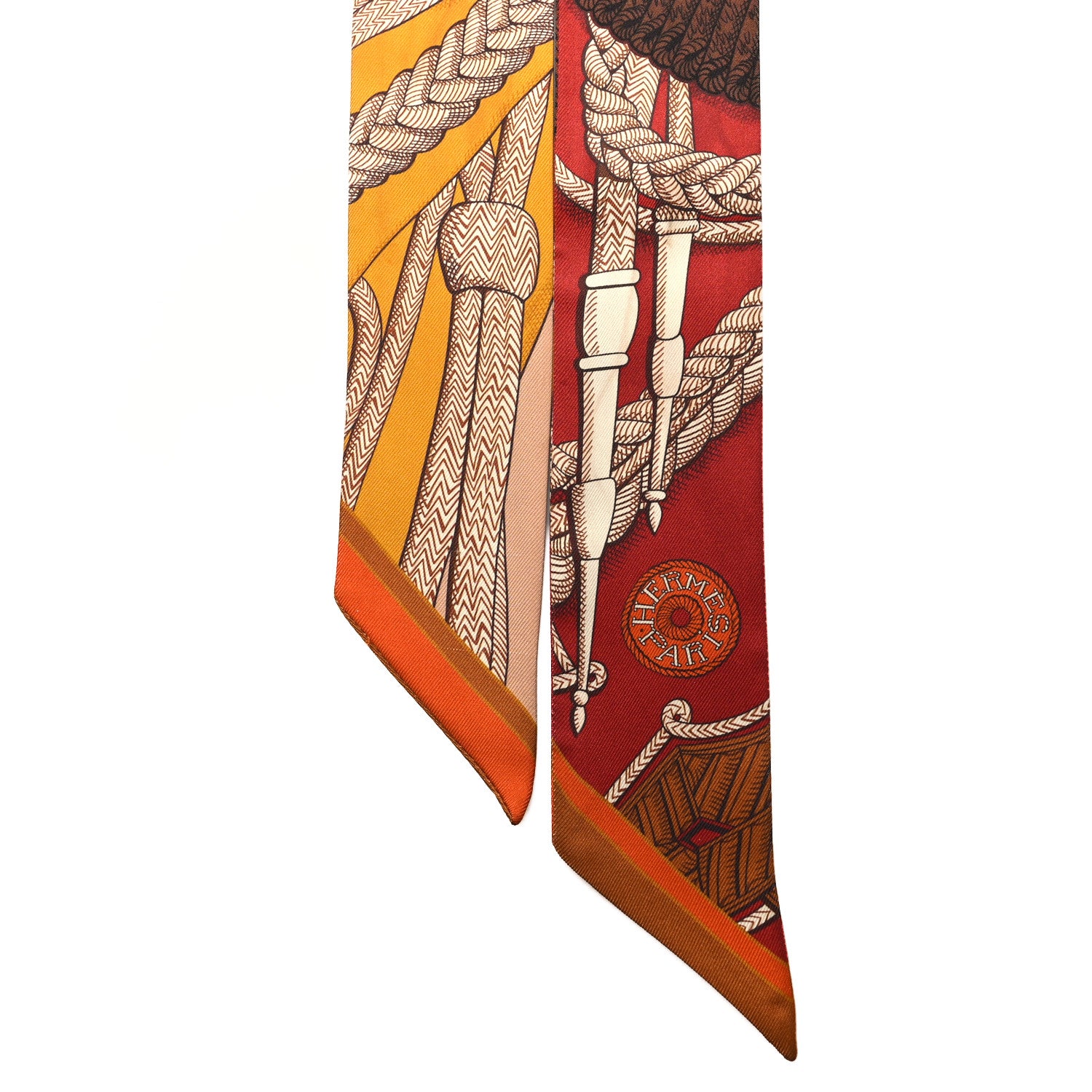 Hermes Silk Zouaves Et Dragons Twilly Acajou 2 of 6