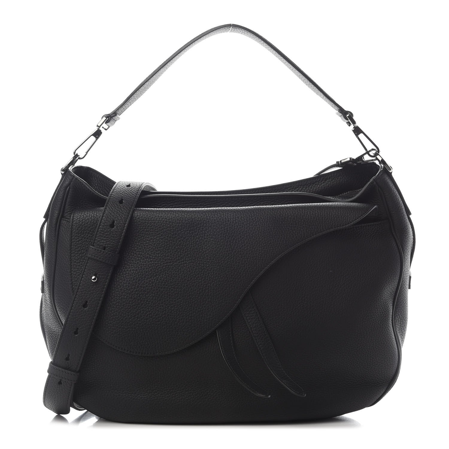 Christian Dior Grained Calfskin Saddle Soft Bag Black 1 of 9