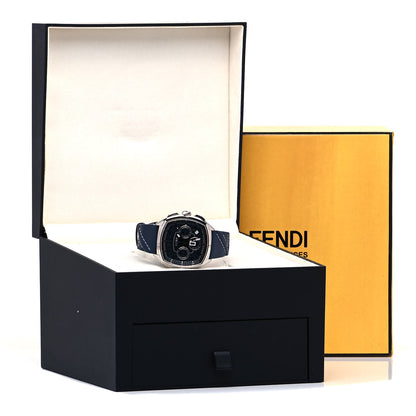 Fendi Stainless Steel Calfskin 44mm Momento Chronograph Quartz Watch Blue 3 of 5