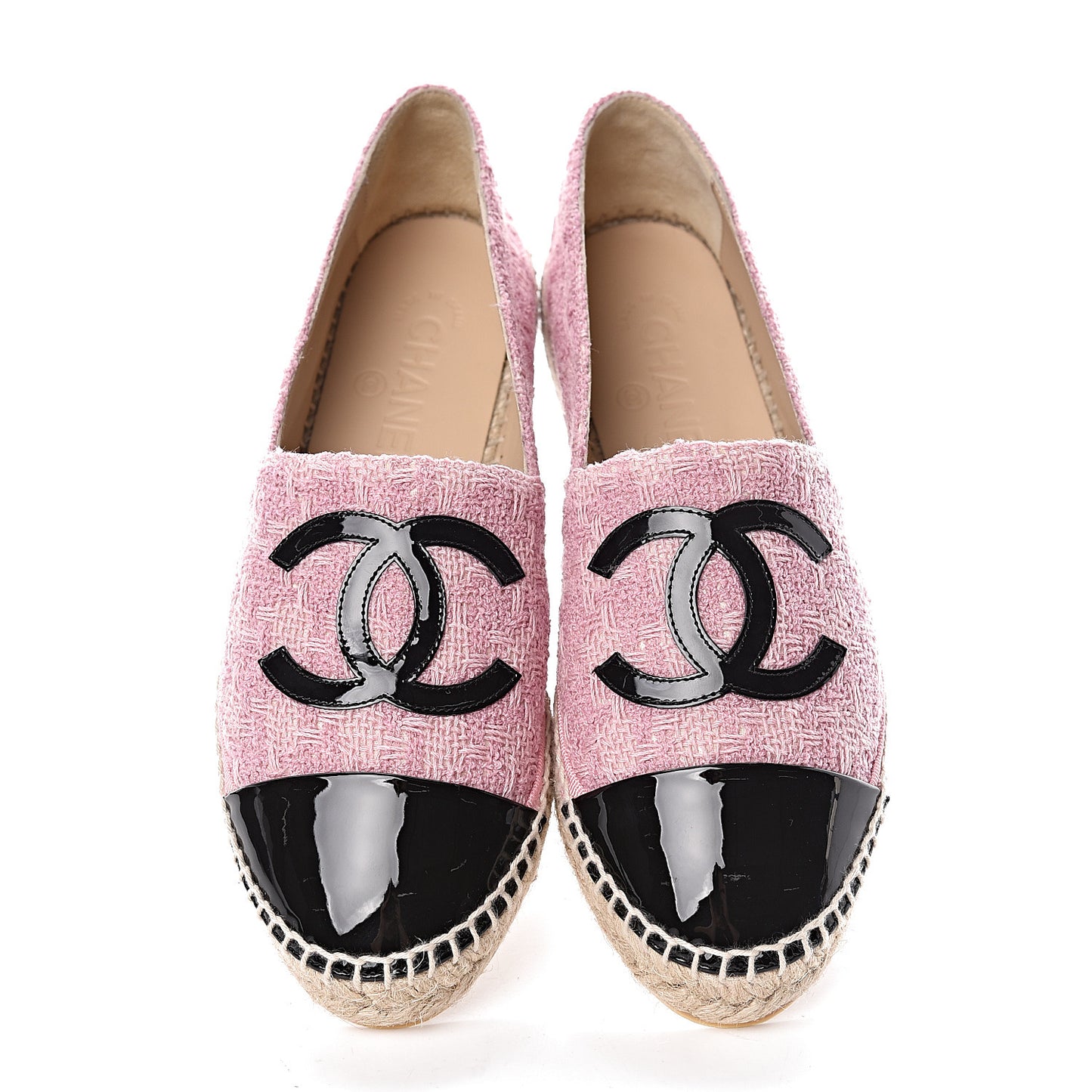 Tweed Patent CC Espadrilles 38 Pink Black