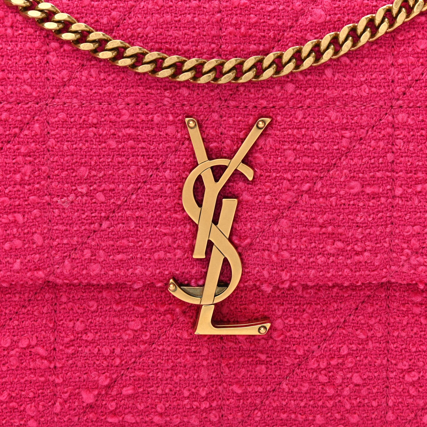 Saint Laurent Boucle Tweed Patchwork Monogram Medium Jamie Baguette Magenta 8 of 11