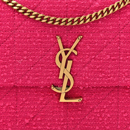 Saint Laurent Boucle Tweed Patchwork Monogram Medium Jamie Baguette Magenta 8 of 11