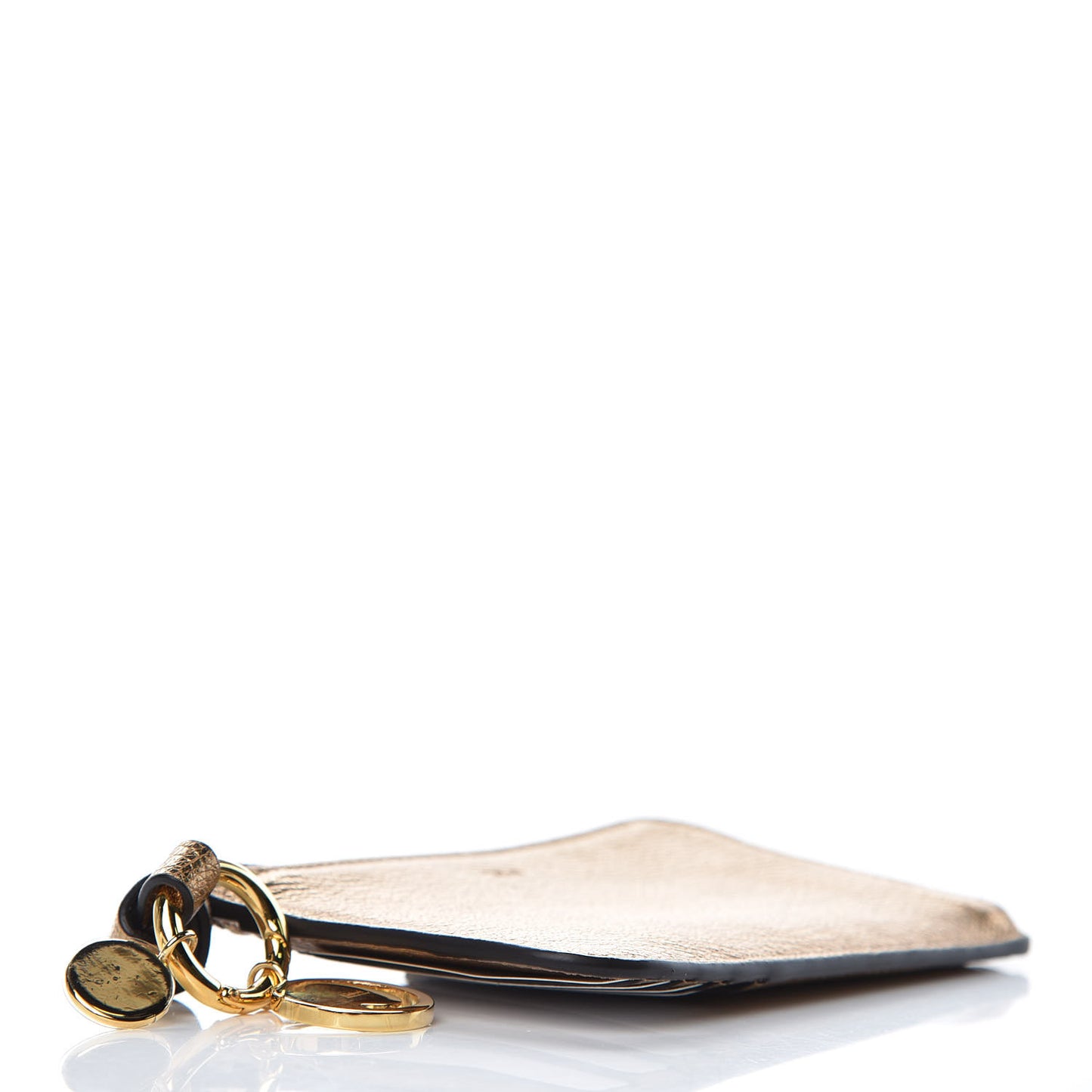 Metallic Goatskin Alphabet Purse Wallet Gold