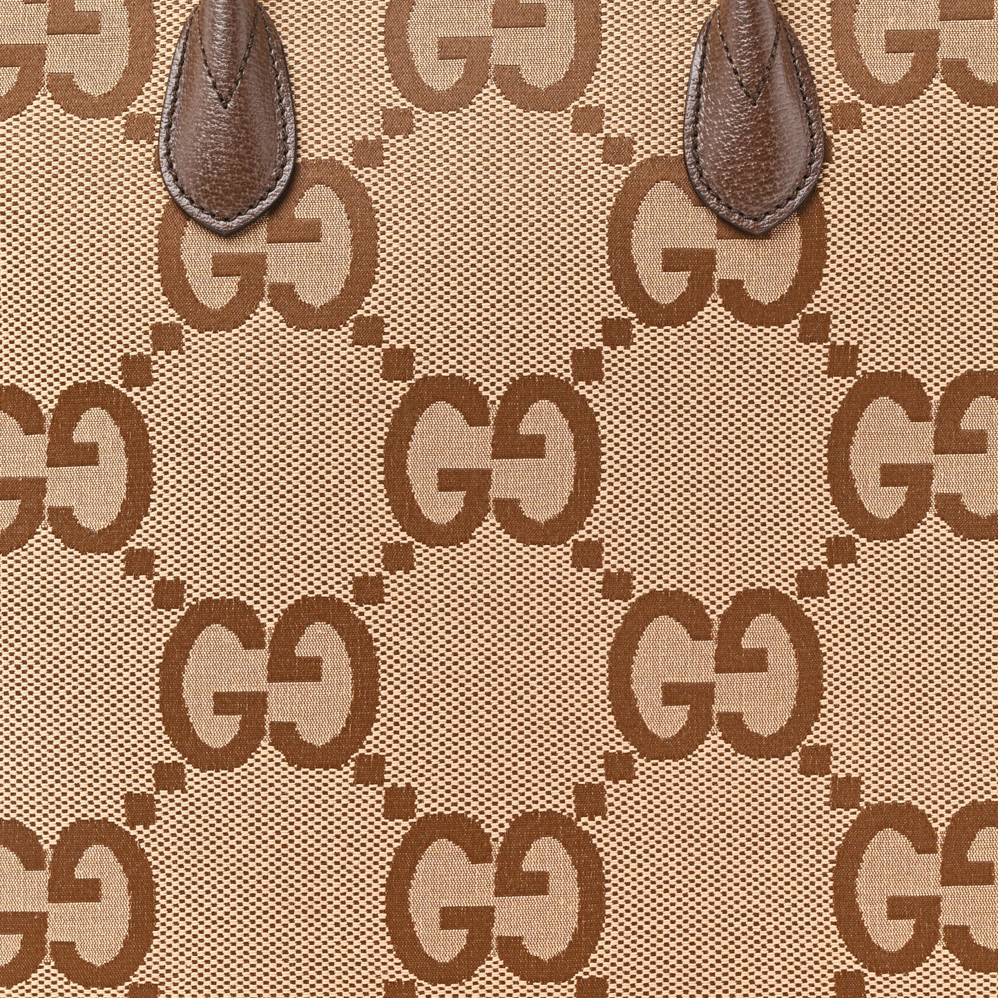 Monogram Jumbo GG Textured Dollar Calfskin Web Tote Bag Camel Ebony New Acero