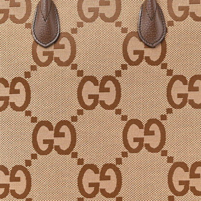 Gucci Monogram Jumbo GG Textured Dollar Calfskin Web Tote Bag Camel Ebony New Acero 8 of 10