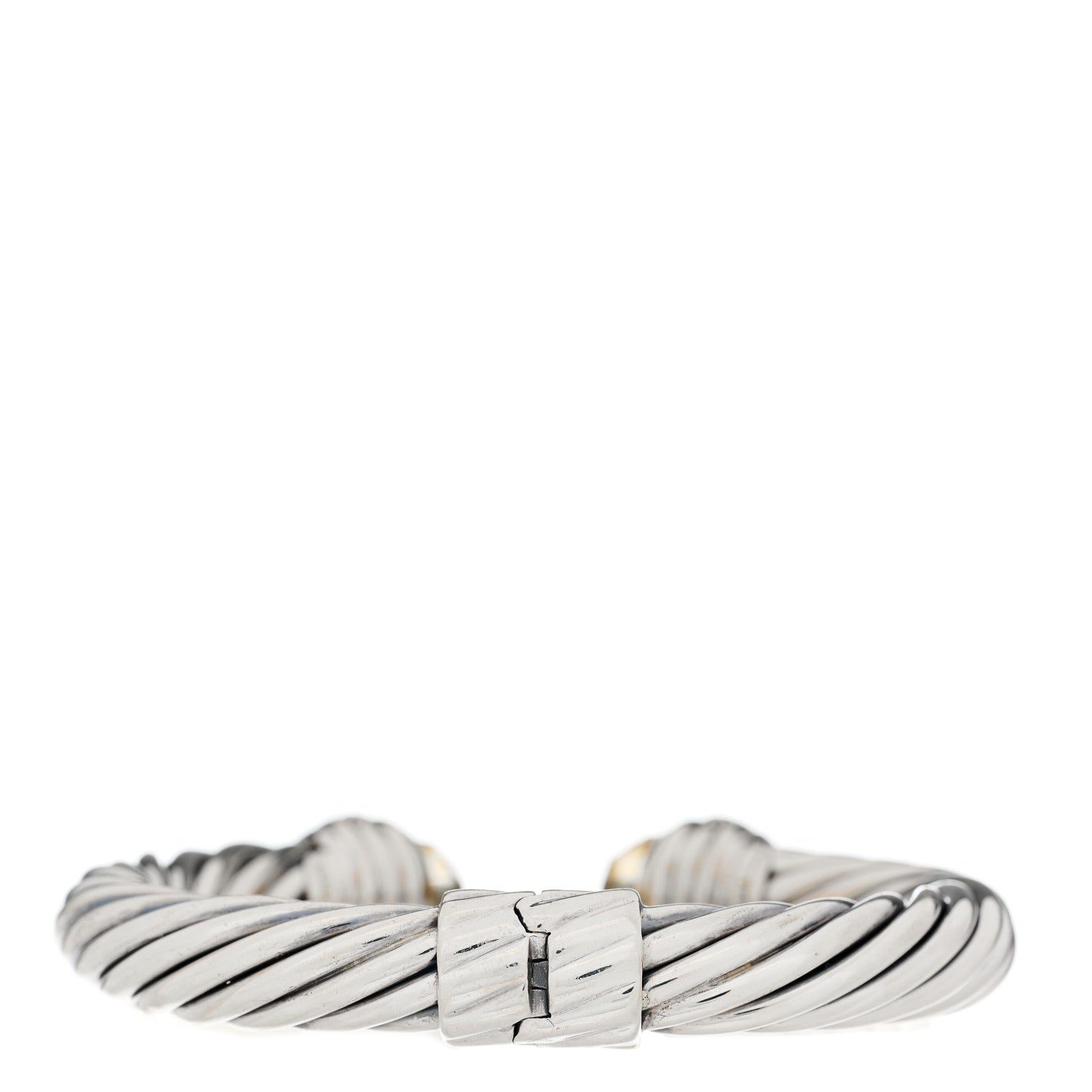 David Yurman Sterling Silver Diamond Citrine 10mm Cable Classics Hinged Bracelet 2 of 3
