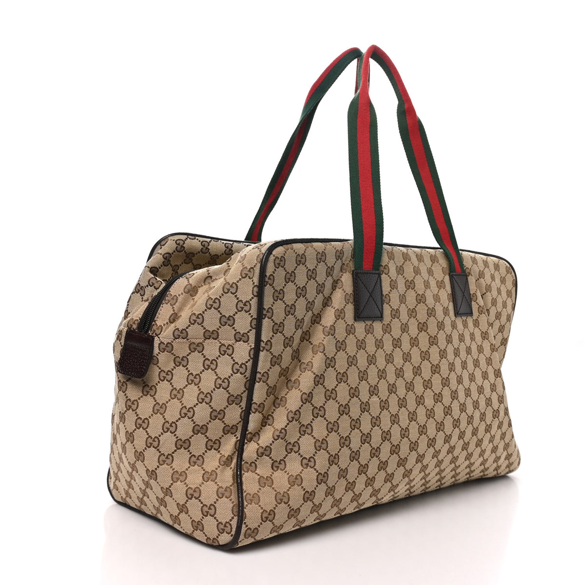 GG Monogram Web Large Collapsible Carry On Duffle Beige Brown