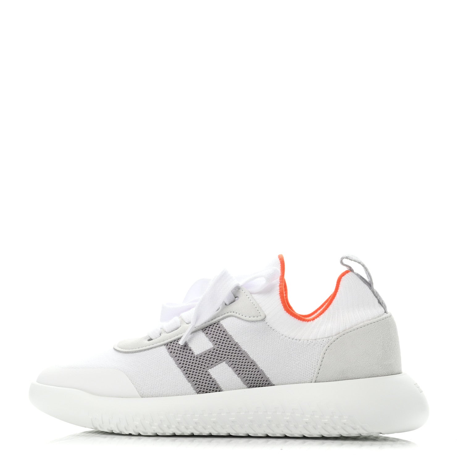 Hermes Knit Suede Goatskin Womens Crew Sneakers 35.5 White Gris 1 of 4