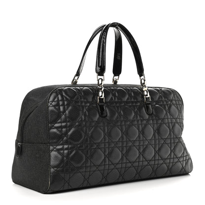 Christian Dior Denim Patent Perforated Cannage Satchel Black 3 of 14