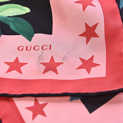 Gucci Silk Twill Jakam Square Scarf Black Pink 4 of 5