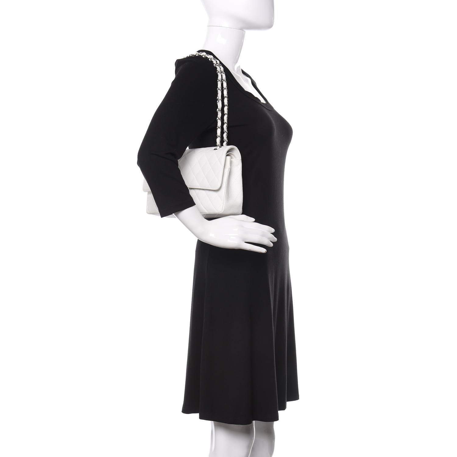 Chanel Caviar Quilted Medium Double Flap White 2 of 10