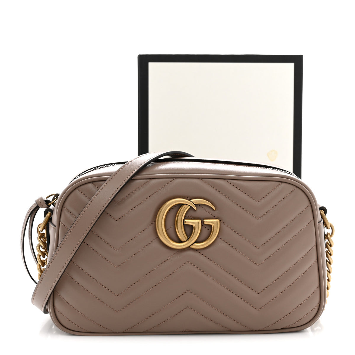 Gucci Calfskin Matelasse Small GG Marmont Chain Shoulder Bag Porcelain Rose 11 of 11